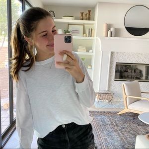 White Long Sleeve Boyfriend Tee